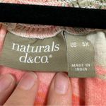 Naturals Linen Blend Orange Green Blouse Womens 5X Boho Beachy Lightweight Top Photo 4