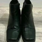 Predictions  Black Leather Ankle Boots Y2K Square Toe Block Heel Booties Size 6 Photo 10