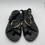 NWOB Beek Crossbill Slingback Strappy Flat Sandal black leather size 5 women Photo 1