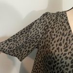 Loft , gray and‎ black leopard print, short sleeve flowy top size medium Photo 2