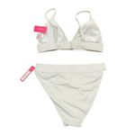 Xhilaration Women’s Size M Bikini Top & Bottom Silver Grey Ribbed Triangle NWT Photo 2
