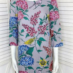 Boden Eliza Floral Bird Print Silk Blend Shift Tunic Dress Gray 4 Gray Photo 0