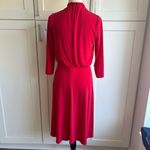 London Times  Women's Red Blouson Midi Dress Size 6 Casual 3/4 Sleeve Retro Photo 4