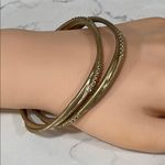 Lovely Gold Plated Rhinestone Bangle Bracelets Excellent Condition Photo 4