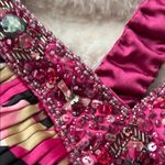 Sue Wong Nocturne Vintage Y2K Elegant Multicolor Beaded Halter Maxi Dress Photo 6