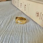 Ecco Green Square Stone Thick Signet Band Ring Jade Olive Sage Earthy Classic Jewelry Photo 5