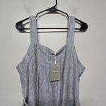 Everlane  Women's Linen Jumpsuit Sz 14 Gray White Stripe Tie Waist Sleeveless NWT Photo 2