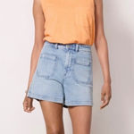 Faherty Stretch Terry Patch Pocket Short Denim High Waisted Light Wash Size 29 Photo 0