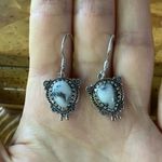 Genuine White Buffalo Sterling Silver Southwestern Earrings Black Photo 6