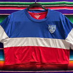 USA bombpop crop top women's soccer jersey size XL Blue Photo 0
