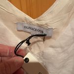 Olivaceous  Linen blend Button Down Tie Back
Mini Dress White Photo 3