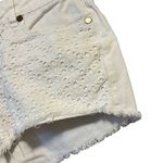 Romeo + Juliet Couture White Lace Embroidered Frayed Hem Denim Shorts Photo 3