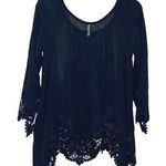 Yoana Baraschi  Womens Saint-Armour Chiffon Lace Embroidered Blouse Black‎ Small Photo 0