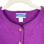 Pendleton Vintage  100% Virgin Wool Cardigan Purple Gold Button Small Petite 90s Photo 10