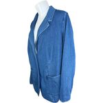 Denim & Co . Comfy Knit Air Denim Blazer with Patch Pockets Medium Wash L NWOT Photo 6