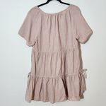 Madewell  Blush Pink Linen Tiered Mini Dress Size XL Pink Linen Blend Dress Photo 4