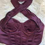 Pretty Little Thing  burgundy corset wraparound sexy crop top size 0 Photo 0