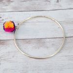 Vintage Bracelet 9" Gold Tone Bangle with Fluffy Multi Colored Ball Charm Photo 1