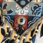 Vintage 90s Cotton Beaded Fringe Concho Southwestern Bandana Neck Tie Blue Photo 2