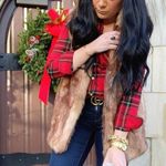 Brown Faux fur oversized vest one size fits most Photo 6