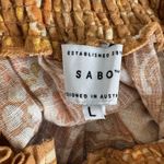 Sabo Skirt  Mini Dress Large Orange Floral Puff Sleeve Smocked Waist Boho‎ Summer Photo 8