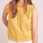 Anthropologie Maeve by Tilly Eyelet Blouse Sz 4 Sunflower Yellow Photo 0