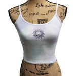 Hollister  White Cropped Tank‎ Top Sun Graphic Y2K Summer Festival Aesthetic XS Photo 0