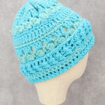 Blue Cable Knit Chunky Y2K Vintage Crochet Beanie Cap Hat Photo 0