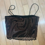 Bear Dance Brown Mesh Swirl Pattern Tube Crop Top Size Small Photo 4