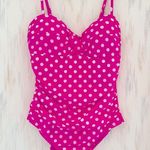 Catalina  Tummy Control Pink
White Polka Dot One Piece
Swimsuit Size Large Photo 1
