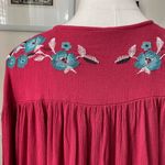 Free People  Te Amo Red Embroidered Babydoll Mini Dress Sz Large Photo 5