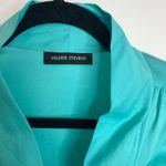 Valerie Stevens  Teal Blue Green Tie Neck Blouse Sz Medium Photo 2