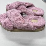 UGG  Pink Fuzz Sugar Cross Slide Sandals Womens 10 Casual Summer Platform Shoes Photo 1