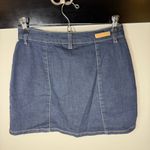 True Craft 🏷️  Juniors Dark Denim Stretch Mini Skirt 5 EUC Button-Front Photo 3