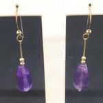 Sterling Silver Amethyst Dangling Earrings Purple Photo 1