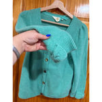 Anthropologie HWR 100% Cashmere Bow Cardigan Sweater Mint Green M Soft Luxury Feminine Preppy Photo 8