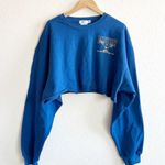 THE MAYFAIR GROUP The New P.E. Cropped Sweatshirt in Blue Size XXL Photo 1