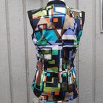 Etcetera multicolor sleeveless cotton button down women’s blouse Size 0 Photo 6