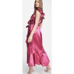 NWT! Fuchsia Pink Satin Wrap Dress By Little Mistress, Barbie Party! Size. 10 Photo 1