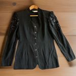 Studio C Women Size 11/12 Black Long Sleeve Vintage Blazer Shoulder Pads Photo 0