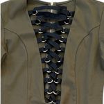 NWOT NUDE Plunging Neckline Lace Up Front Zipper Back Bodysuit Green Black Size M Photo 4