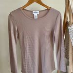 FOR THE REPUBLIC Waffle Knit Thermal Long Sleeve Top in Blush Taupe - S Photo 0