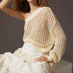 Maeve Anthropologie  One-Shoulder Top Ivory Cream Crochet Layer Boho Sz OS Photo 0