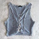 SheIn - Baby Blue Lace Up Front Tank Top Photo 0