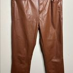 MOTHER Women's Brown Leather Slim Pants Size 32 Photo 0