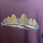 Vintage Women's L Winter Tree Print Crewneck Sweatshirt Purple Nature Grannycore Size L Photo 1