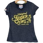 Superdry Women’s Size M Heathered Black Yellow Logo Graphic Short Sleeve T-Shirt Photo 0