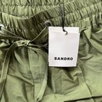 Sandro Paris Egypte Satin Drawstring Shorts Kaki Green Limited Edition NWT Photo 4