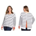 Lane Bryant NWT Lane‎ Bryant Asymmetrcial Black White Stripe w/ Orange Zip Back Top 18/20 Photo 1