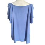 Adrienne Vittadini women's size 3X light blue short sleeve flowy tie front top Photo 3